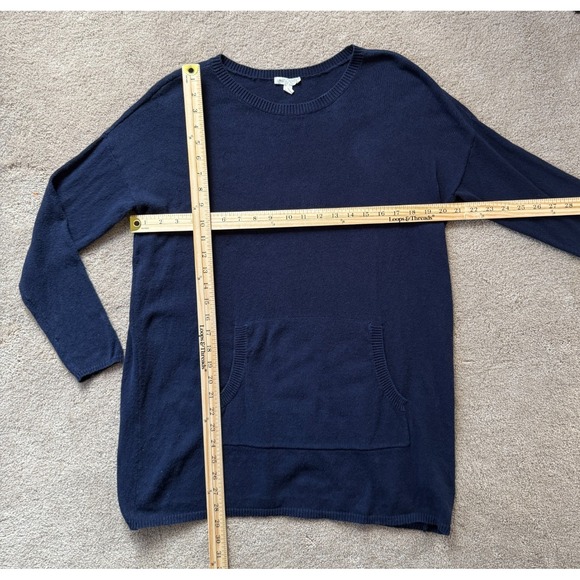 Eileen Fisher Navy Longline Organic Cotton Blend Sweater - Picture 6 of 9